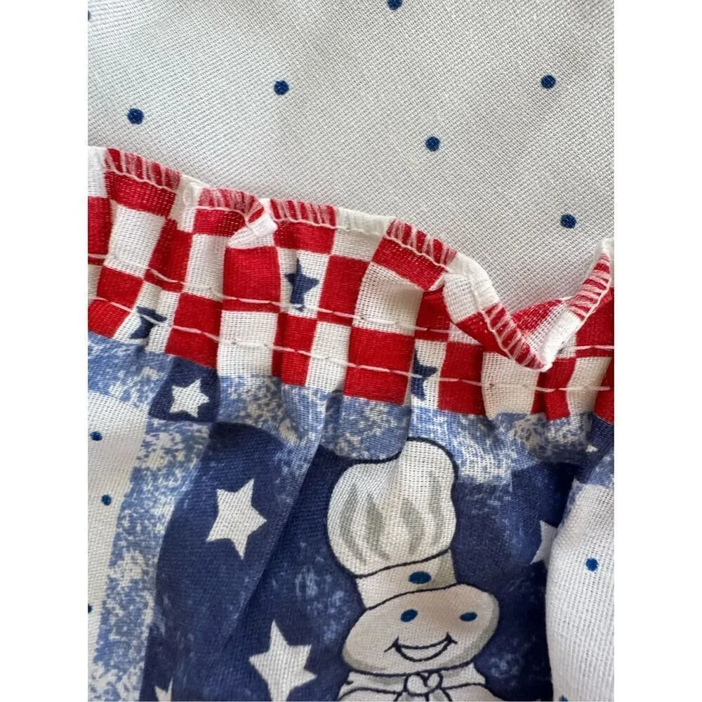 Pilsbury Doughboy valence 1 single curtain poppin Fresh 1998 white mini polka do
